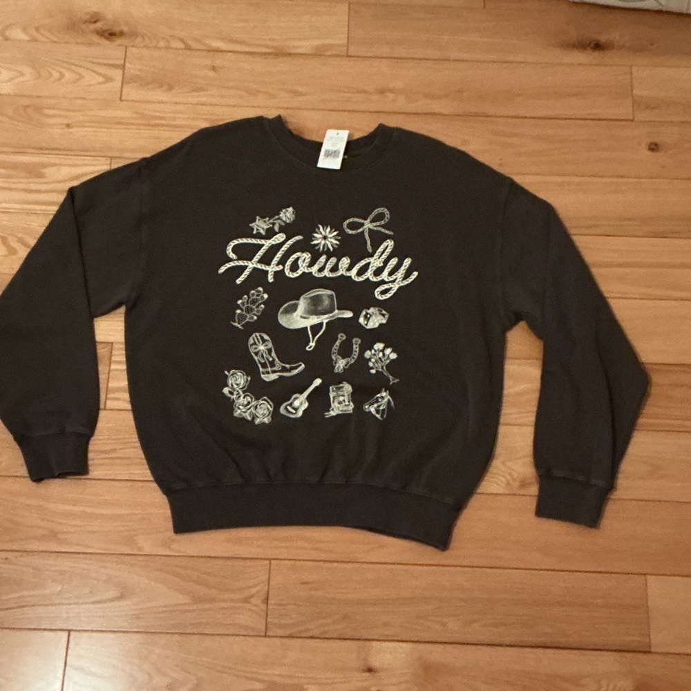 NWT Howdy Graphic Crewneck Sweatshirt - Brown
